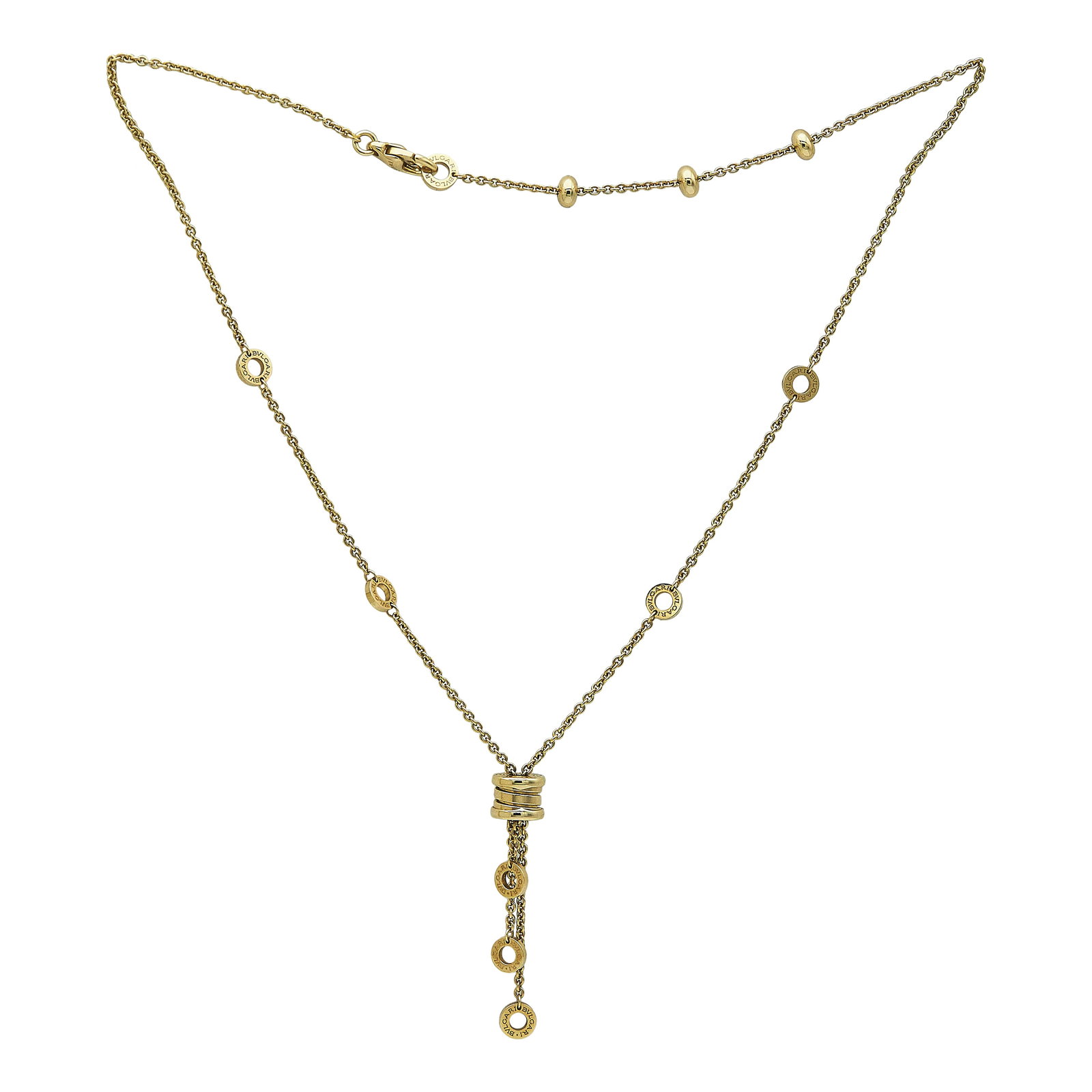 Bvlgari Bulgari B.zero1 18K Yellow Gold Pendant Necklace: BRAND: Bulgari; COLLECTION: B.zero1; METAL: 18K Yellow Gold; STAMPED: Bvlgari, 750, maker's mark, Made in Italy, assay marks; CONDITION: Pre-owned, Very Good; ITEM WEIGHT (GRAMS): 15.44 g; MEASUREMENT