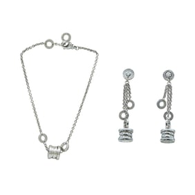 Bvlgari Bulgari B.zero1 18K White Gold Bracelet and Diamond Dangle Earring Set