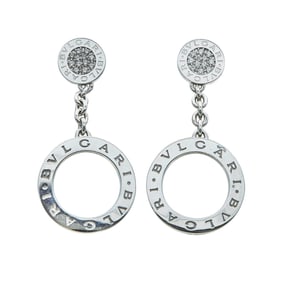 Bvlgari Bulgari 18K White Gold Diamond Open Circle Drop Earrings