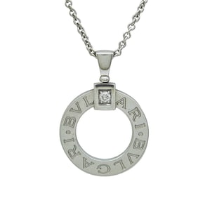 Bvlgari Bulgari 18K White Gold Diamond Open Circle Pendant Necklace