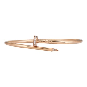 Cartier Juste un Clou 18K Rose Gold Diamond Bangle Bracelet Small Model, size 16