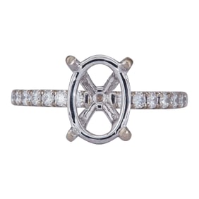 Simon G. 14K White Gold Diamond Oval Engagement Ring Setting