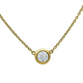 Tiffany & Co. Elsa Peretti Diamonds by the Yard 18K Yellow Gold Diamond Solitaire Pendant Necklace