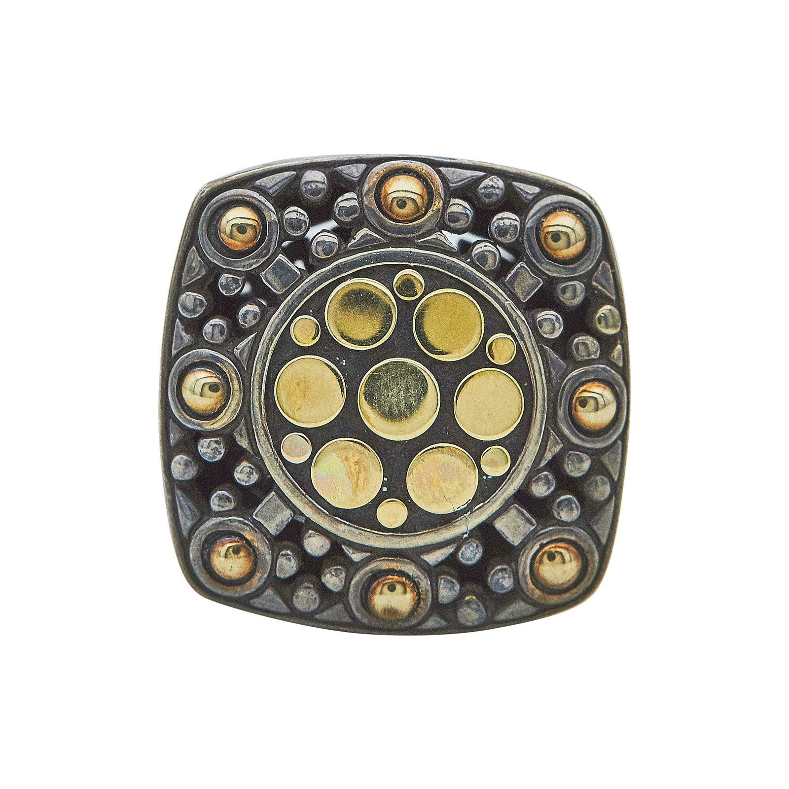 John Hardy Jaisalmer Large Square Sterling Silver and 18K Yellow Gold Ring (1 of 4)