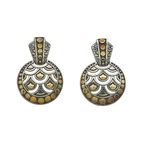 John Hardy Naga Sterling Silver and 18K Yellow Gold Round Drop Earrings