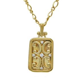 Monica Rich Kosann 18K Yellow Gold and Diamond Pendant Necklace