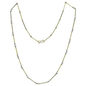 18K Yellow Gold Pear-Cut Diamond Link Chain Necklace