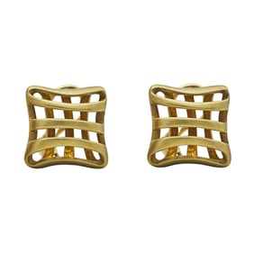 2000 Angela Cummings 18K Yellow Gold Openwork Square Earrings