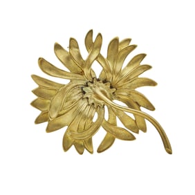 1989 Angela Cummings 18K Yellow Gold Chrysanthemum Flower Brooch Pin
