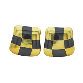 Angela Cummings 18K Yellow Gold and Black Onyx Checkerboard Earrings
