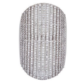 14K White Gold Pavé-Set Diamond Ring