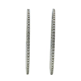18K White Gold Diamond Inside Out Oval Hoop Earrings