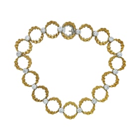 Buccellati 18K Yellow and White Gold Diamond Textured Link Bracelet