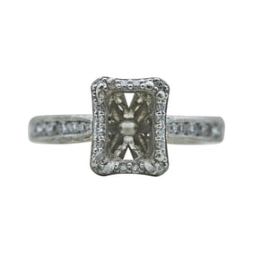 Tacori Platinum Diamond Emerald-Shaped  Engagement Ring Setting