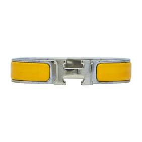 Hermès Clic H Base Metal Yellow Enamel Hinged Bangle Bracelet