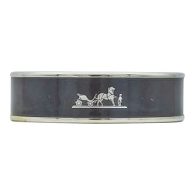 Hermès Base Metal Enamel Horse and Carriage Bangle Bracelet