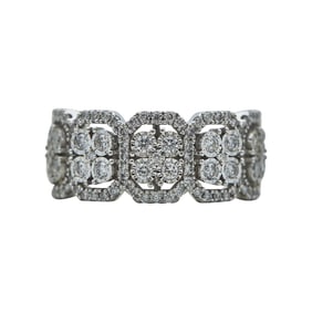 14K White Gold Diamond Cluster Band Ring
