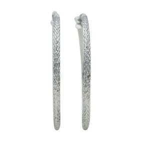 14K White Gold Textured Hoop Earrings