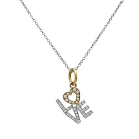 Tiffany & Co. 18K Rose and White Gold Diamond Love Pendant Necklace