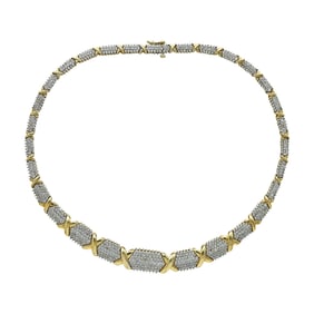 14K Yellow Gold Diamond X Collar Necklace