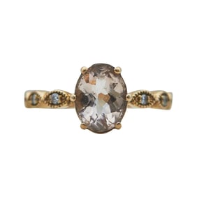 18K Rose Gold Oval-Cut Morganite and Diamond Ring
