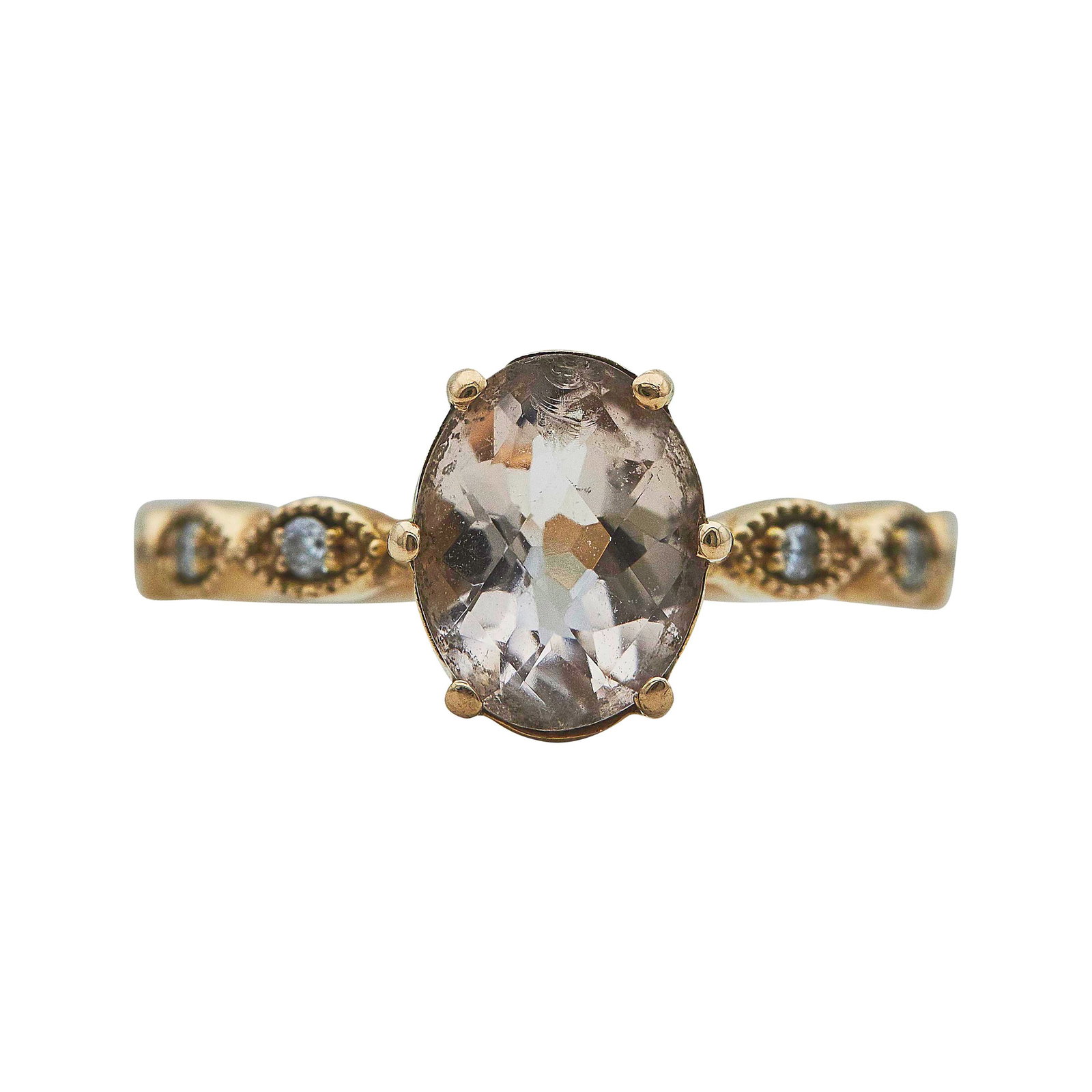 18K Rose Gold Oval-Cut Morganite and Diamond Ring (1 of 3)