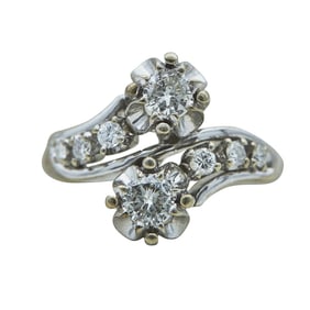 14K White Gold Diamond Bypass Ring