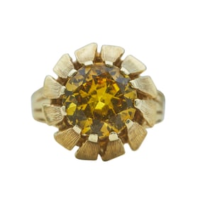 14K Yellow Gold Round-Cut Citrine Ring