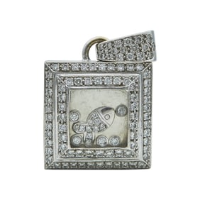 18K White Gold Diamond Floating Fish Pendant Charm