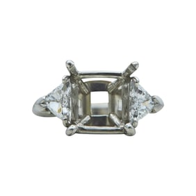 Platinum Trillion-Cut Diamond Side Stone Engagement Ring Setting