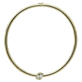 14K Yellow Gold Diamond Slide Pendant on Omega Necklace, approx. 1.72 ctw