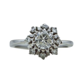 18K White Gold Diamond Cluster Engagement Ring