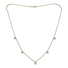 18K Yellow Gold Diamond Drop Necklace