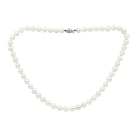 Tiffany & Co. 7mm Cultured Pearl Necklace with 18K White Gold X Clasp