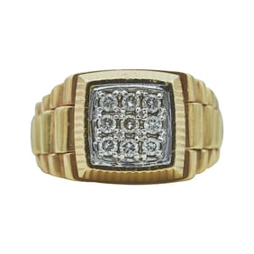 14K Yellow Gold Diamond Rolex Ring