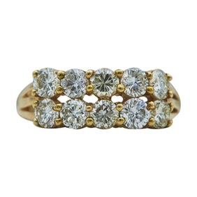 14K Yellow Gold Two Row Diamond Band Ring, approx. 1.78 ctw