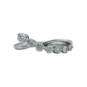 14K White Gold 7 Stone Diamond Crossover Band Ring