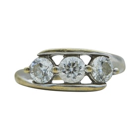 The Leo 18K White Gold 3 Stone Diamond Bypass Ring