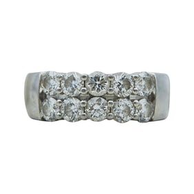 Platinum Diamond Two Row Band Ring