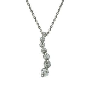 14K White Gold Graduated Diamond Journey Pendant Necklace
