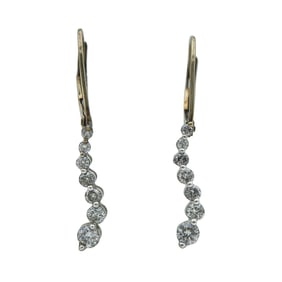 14K White Gold Graduated Diamond Journey Earrings