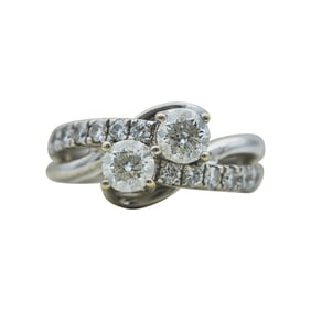 14K White Gold Diamond Crossover Bypass Ring