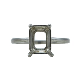 Platinum Emerald-Cut Solitaire Engagement Ring Setting