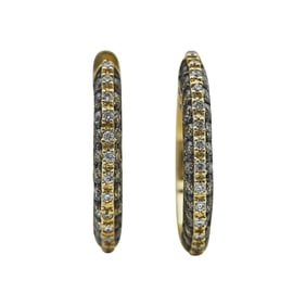 LeVian 14K Yellow Gold Colorless and Faint Brown Diamond Huggie Hoop Earrings
