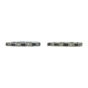 Lot of 2 18K White Gold Sapphire and Diamond Stacking Band Rings