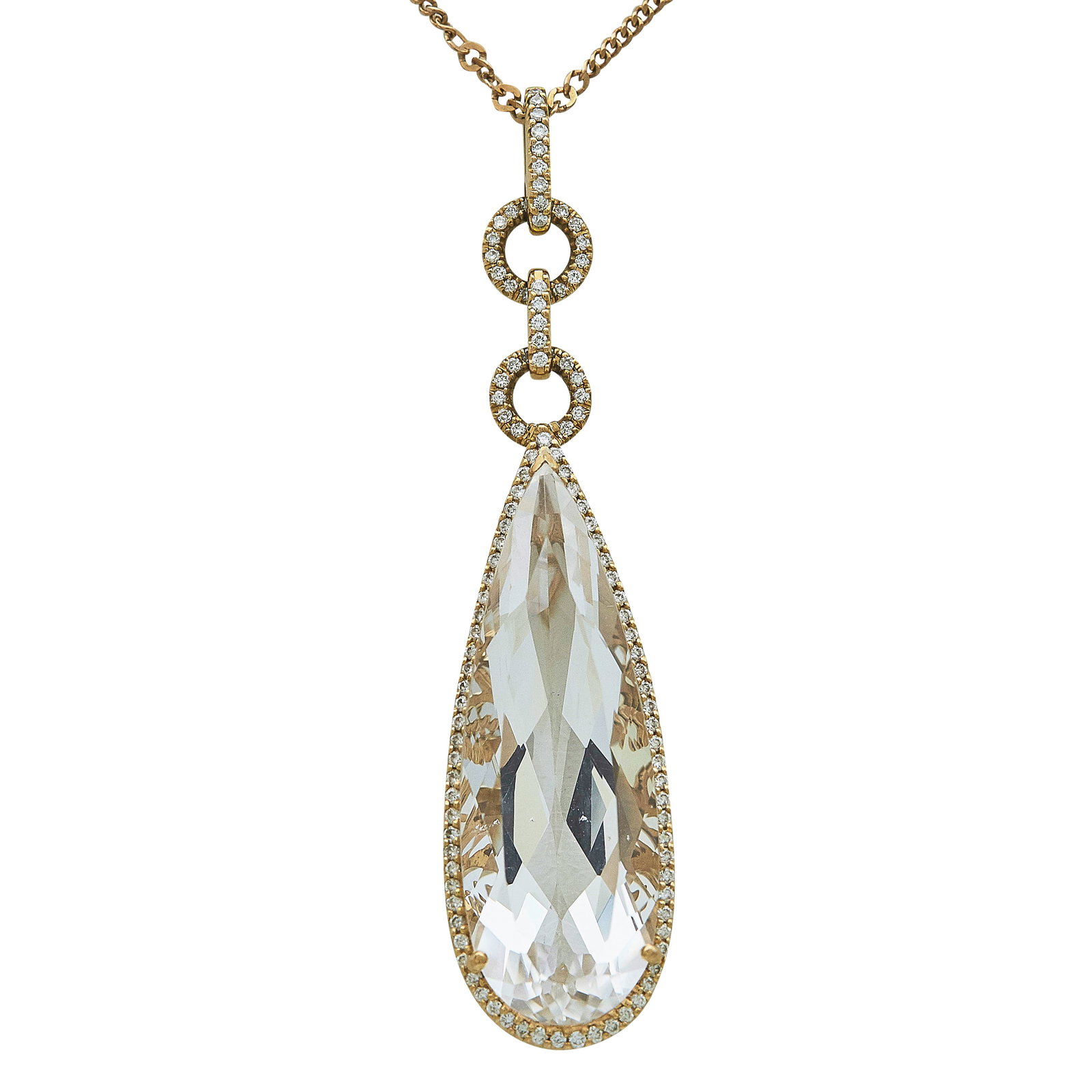 18K Rose Gold Pear-Shaped Morganite and Diamond Pendant on 14K Rose Gold Necklace (1 of 4)