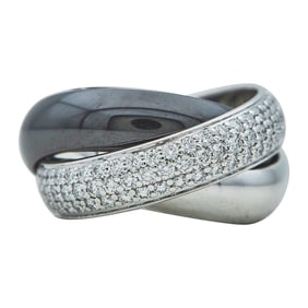 Cartier Trinity Platinum, 18K White Gold, Ceramic and Diamond Ring