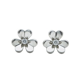 Van Cleef & Arpels Frivole 18K White Gold Diamond Stud Earrings