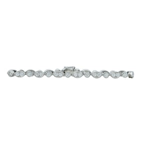 14K White Gold Round-Cut Diamond Tennis Bracelet, approx. 3.36 ctw