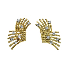 14K Yellow and White Gold Diamond Rope Fringe Earrings